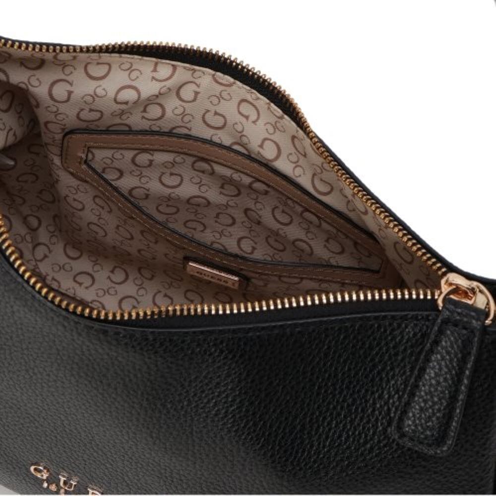 Guess Alisha Shoulder Handbag Black Bronze Zip Detail | Guess