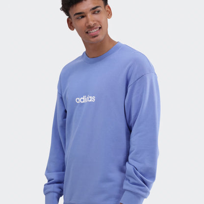 Adidas Mens Lin Fl Crew Sweater Blue | Adidas