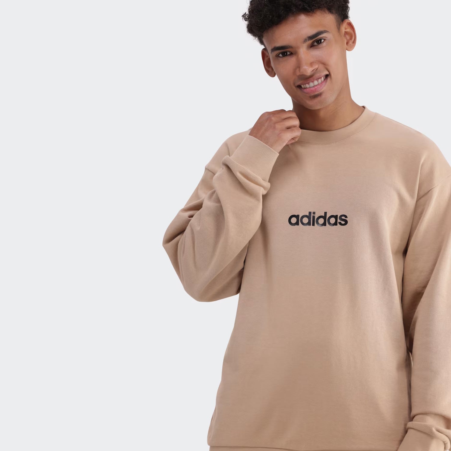 Adidas Mens Lin Fl Crew Sweater Washed Sand | Adidas