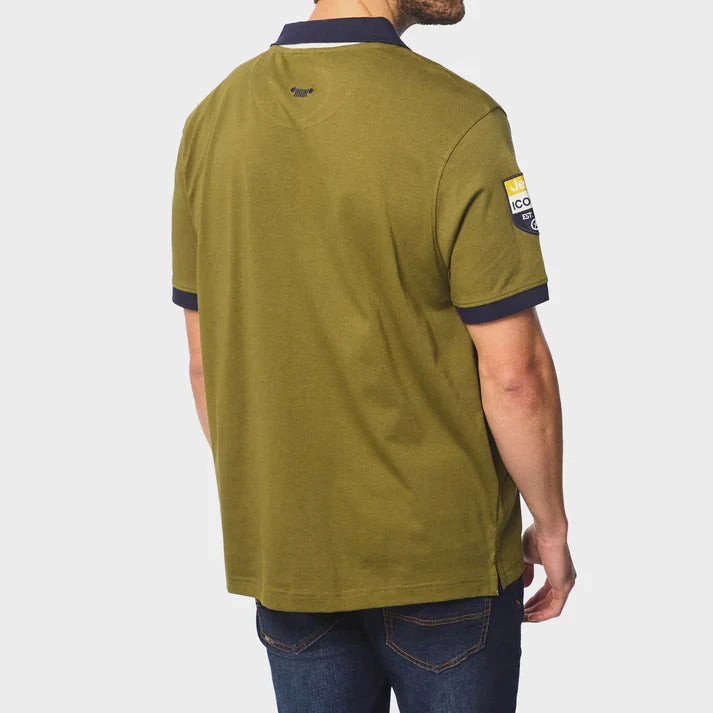 Jeep Mens Applique Short Sleeve Golfer Olive | Jeep