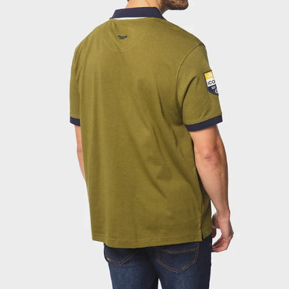 Jeep Mens Applique Short Sleeve Golfer Olive | Jeep