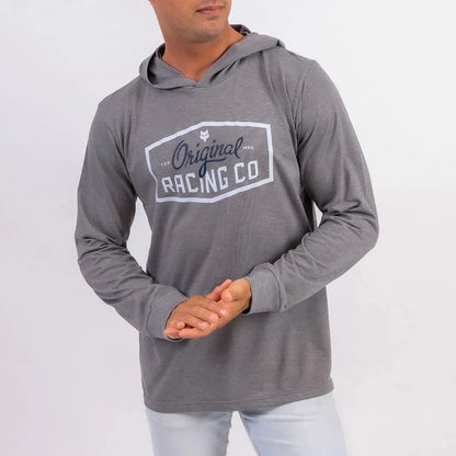 Fox Mens Sign Up Hooded Long Sleeve Top Heather Graphite | Fox