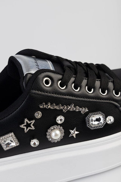 Sissy Boy Platform Sneaker Gem Detail Black | Sissy Boy