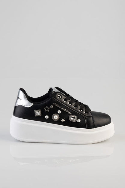 Sissy Boy Platform Sneaker Gem Detail Black | Sissy Boy