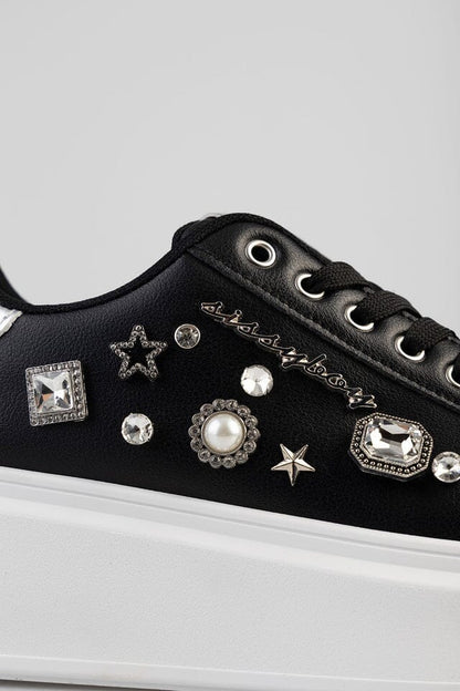 Sissy Boy Platform Sneaker Gem Detail Black | Sissy Boy