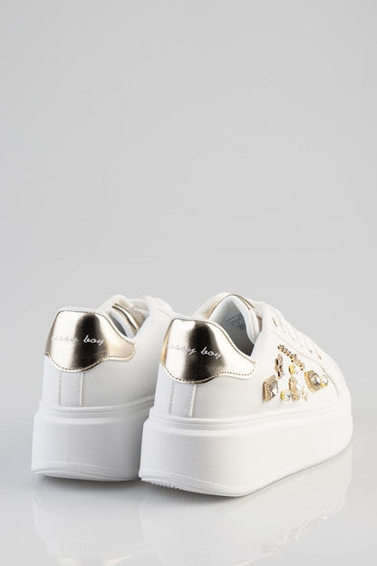 Sissy Boy Platform Gemy Sneaker Gem Detail White | Sissy Boy