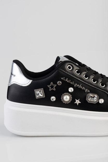 Sissy Boy Platform Sneaker Gem Detail Black | Sissy Boy
