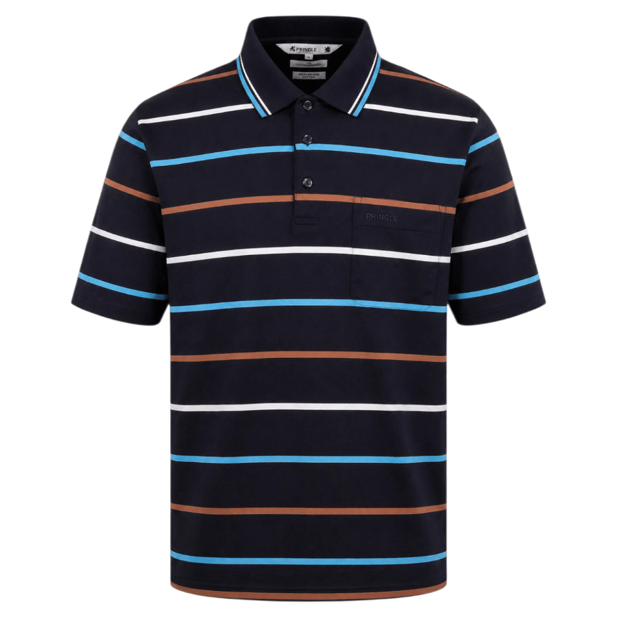 Pringle Mens Harry Mercerised Golfer Navy | Pringle