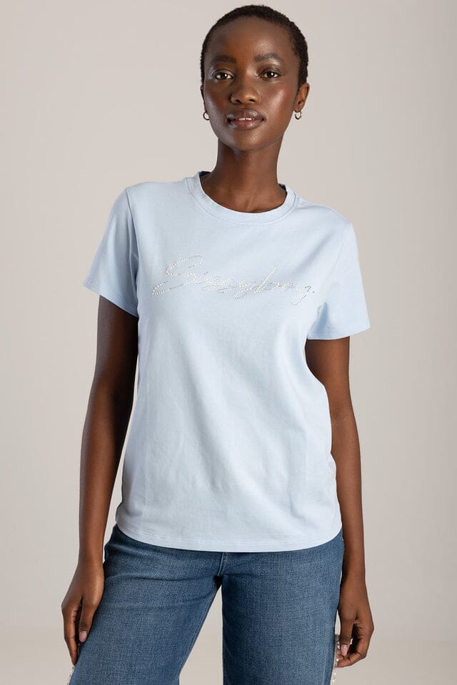 Sissy Boy Regular Tee Pearl Bling Transfer Pale Blue | Sissy Boy