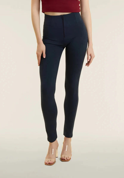 Freddy Ladies Navy High Waist Long Length Cotton Pant | Freddy
