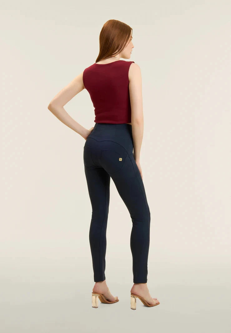 Freddy Ladies Navy High Waist Long Length Cotton Pant | Freddy