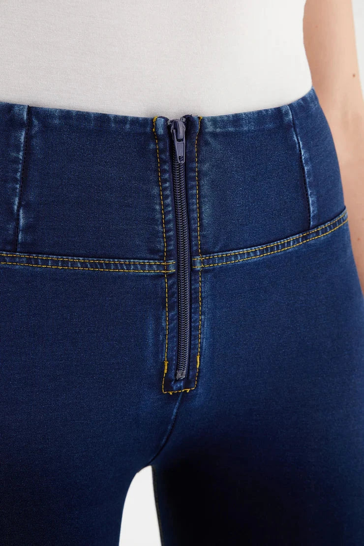 Freddy Womens Dark Blue Yellow Stitch High Waist Long Length | Freddy