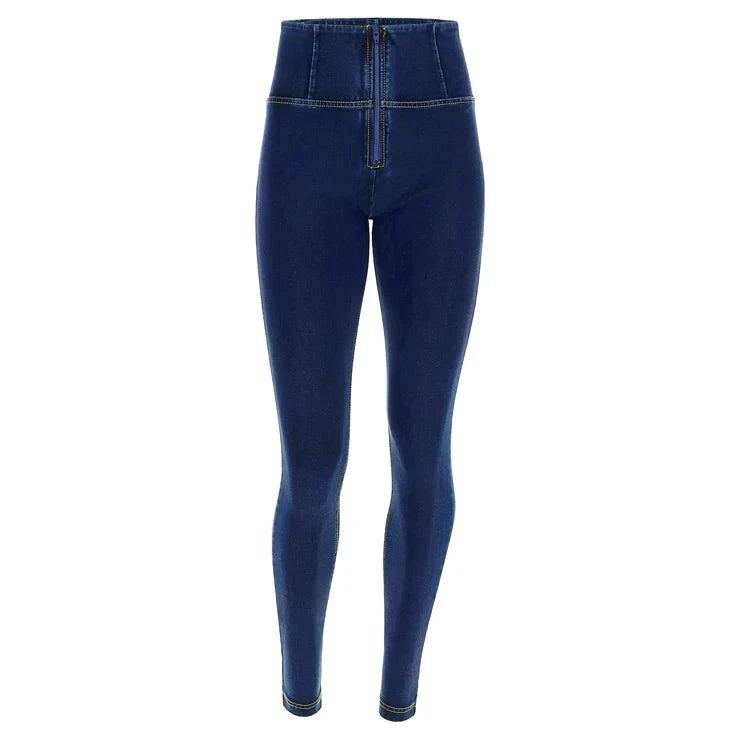 Freddy Womens Dark Blue Yellow Stitch High Waist Long Length | Freddy