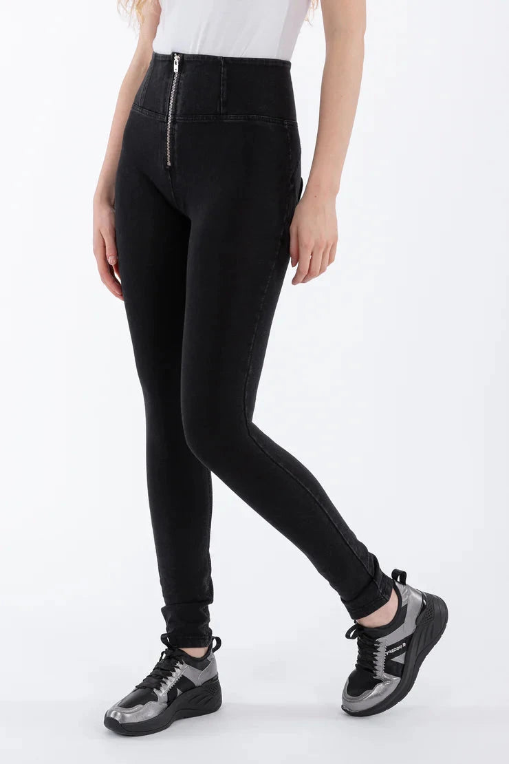 Freddy Womens High Waist Long Length Jean Black Black Stitch | Freddy