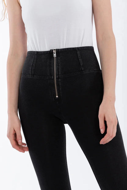 Freddy Womens High Waist Long Length Jean Black Black Stitch | Freddy