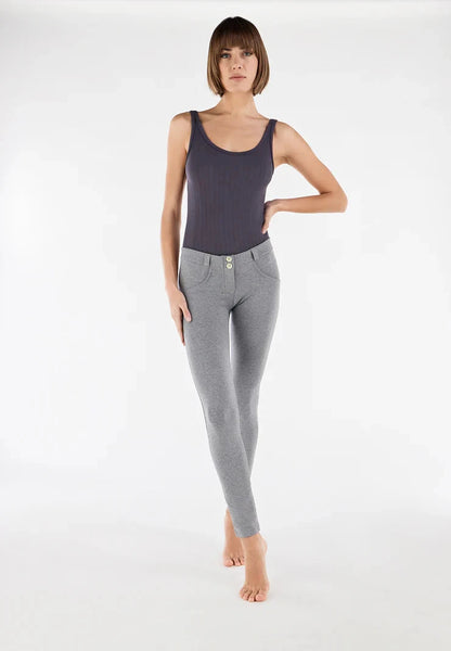 Freddy Womens Regular Waist Long Length Cotton Pant Mel Grey | Freddy