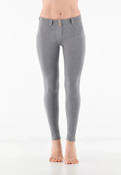 Freddy Womens Regular Waist Long Length Cotton Pant Mel Grey | Freddy