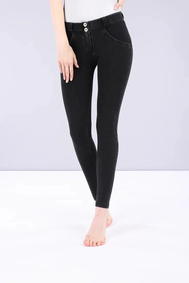 Freddy Womens Black Black Stitch Regular Waist Long Length Jean | Freddy