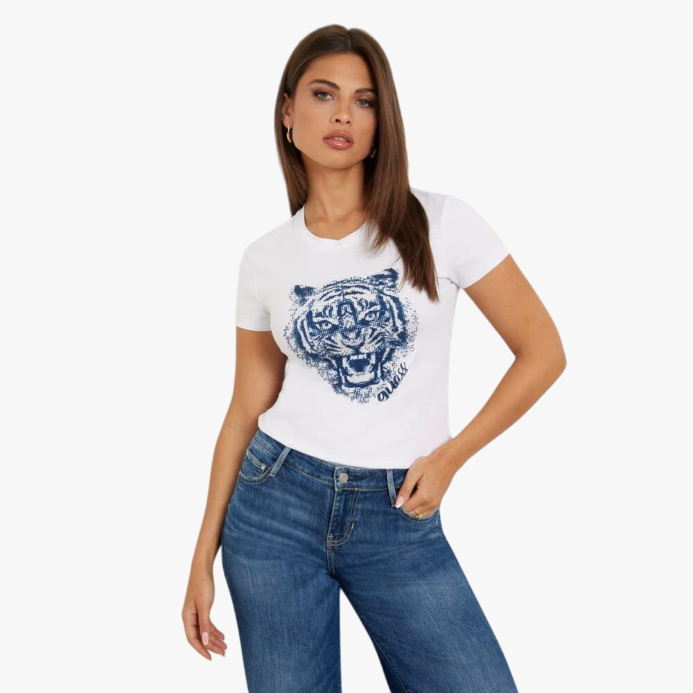 Guess Womens Becky Short Sleeve Tee White