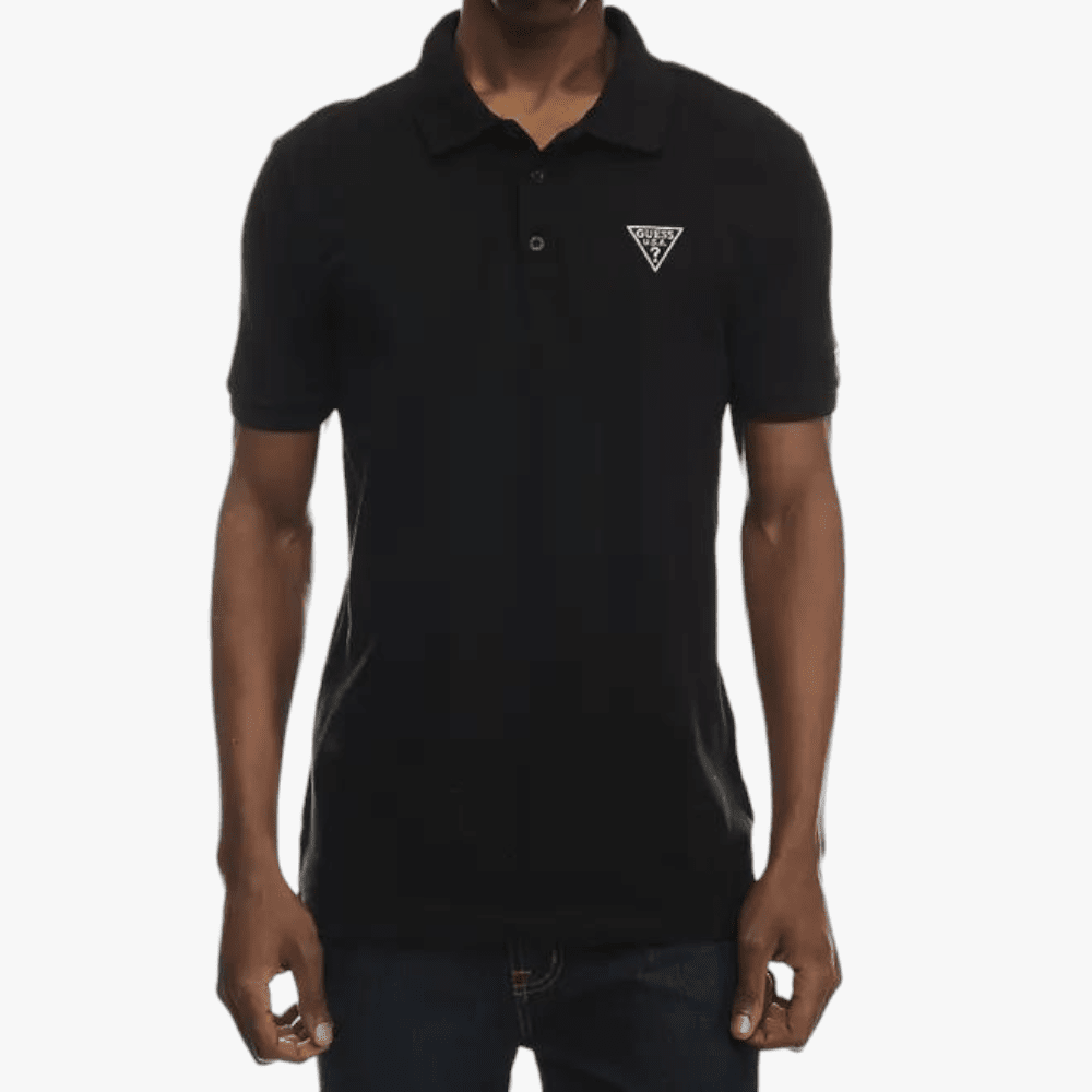 Guess Mens Rep Short Sleeve Golfer Black | Guess