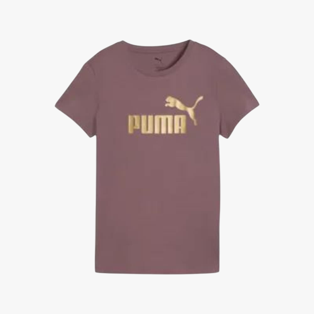 Puma Womens Ess Metallic No1 Short Sleeve Logo Tee Raisin
