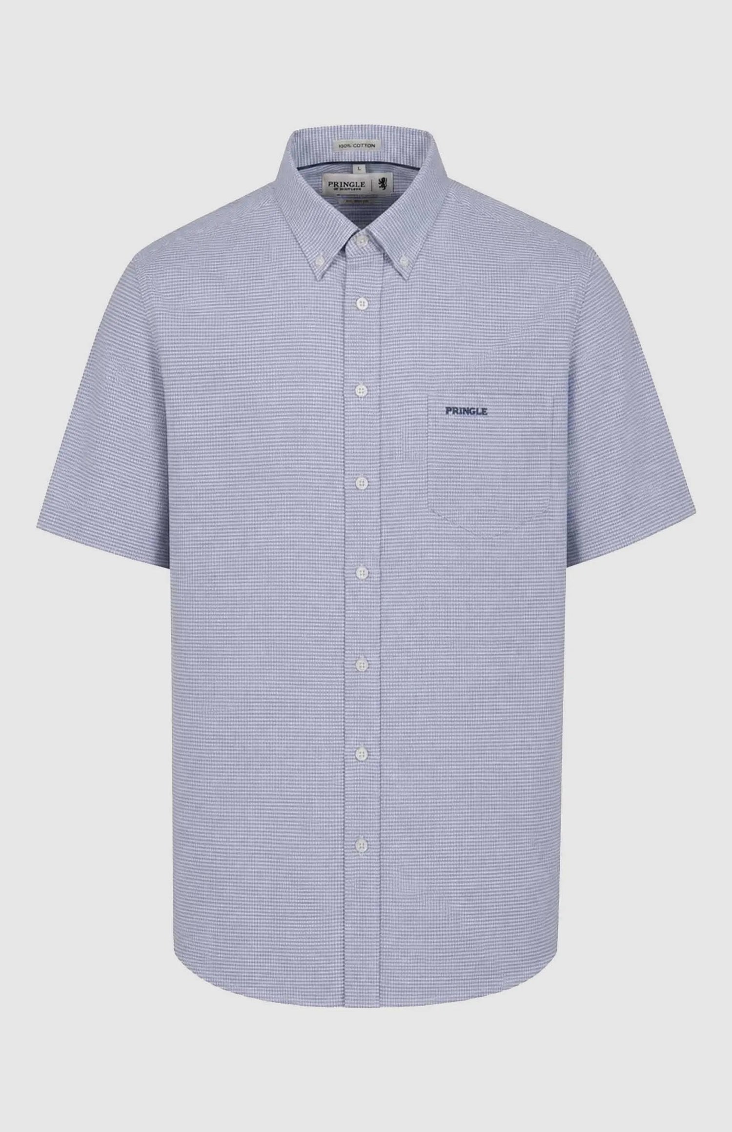 Pringle Mens Noah Textured Classic Short Sleeve Shirt Blue