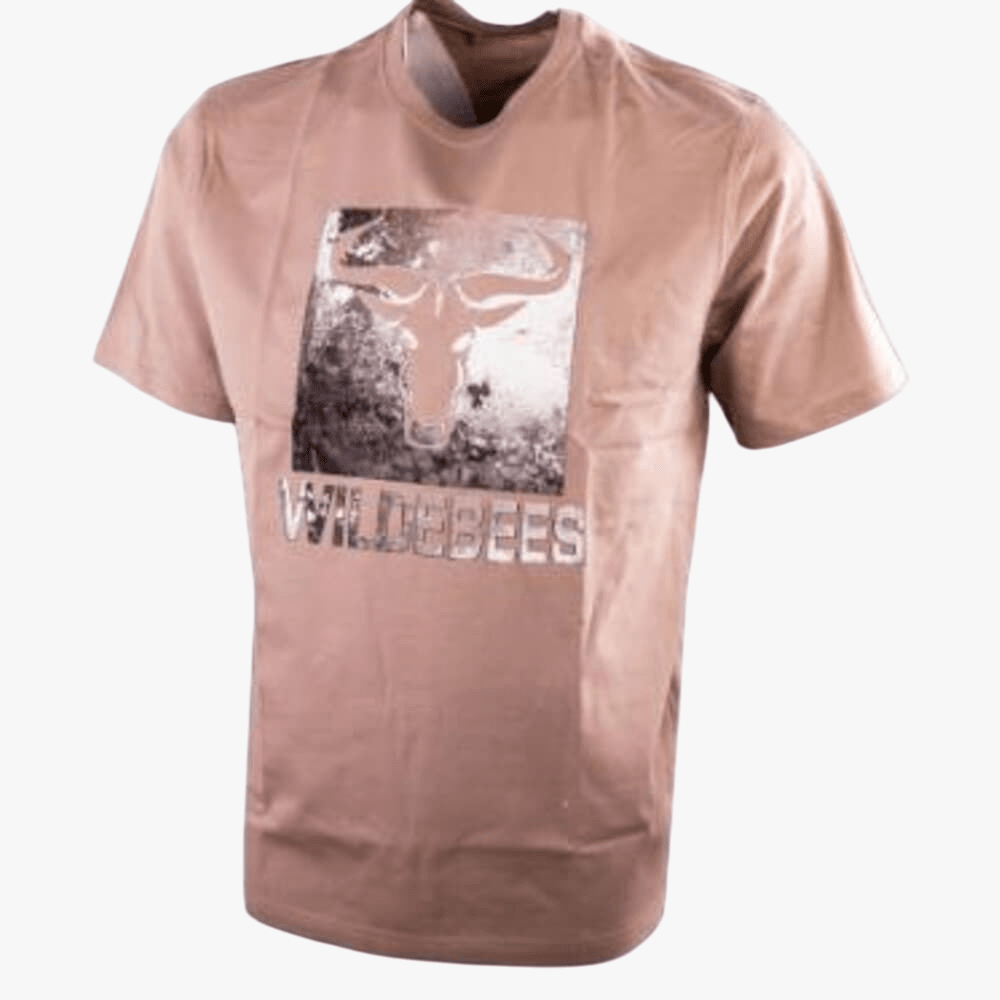 Wildebees Mens Rock Punchout Logo Short Sleeve Tee Desert Sand | Wildebees