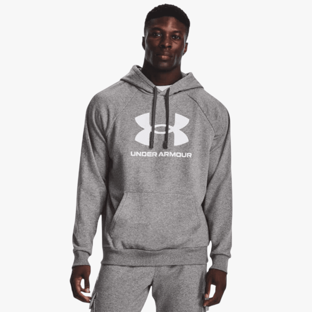 Under Armour Mens Rival Fleece Logo Hoodie 025 Grey | Under Armour