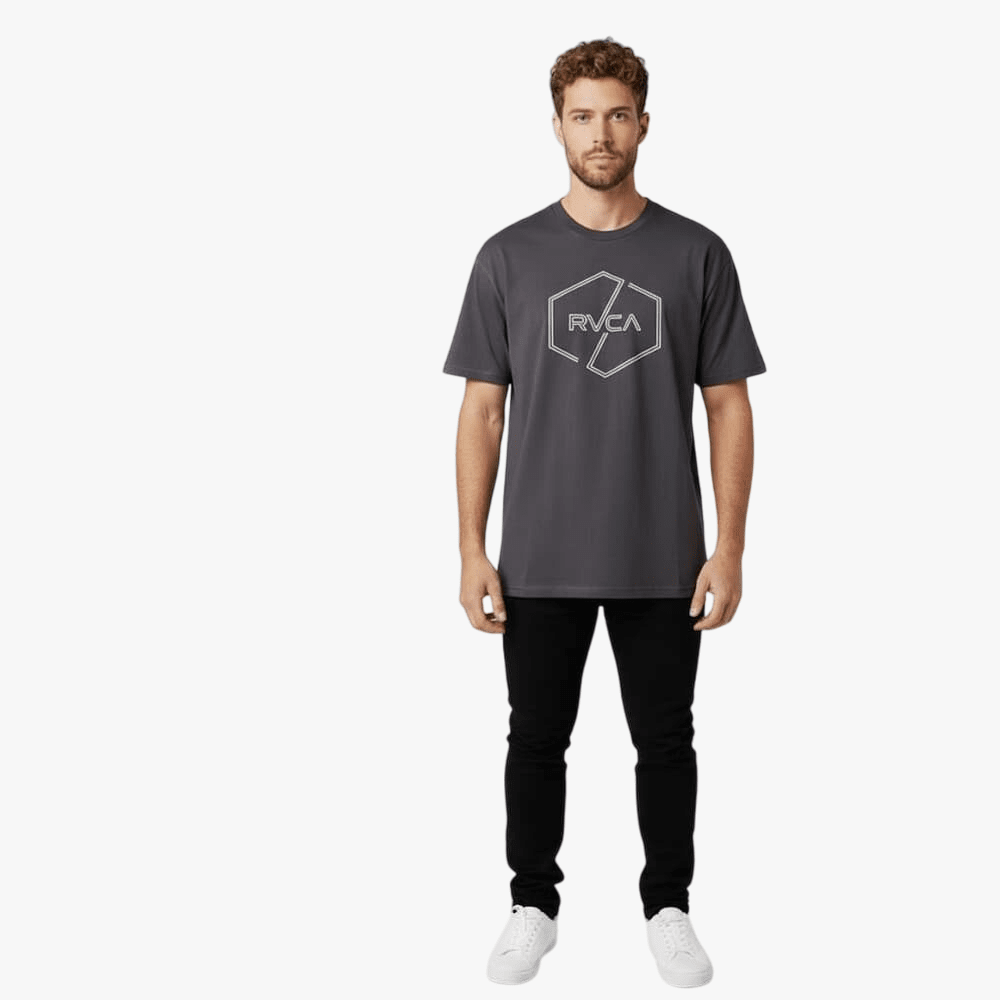 Rvca Mens Pin Hex Short Sleeve Tee Off Black | Rvca