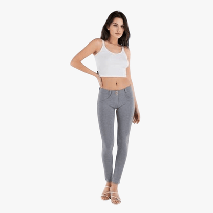 Freddy Ladies Regular Waist Long Length Cotton Pant Mel Grey | Freddy