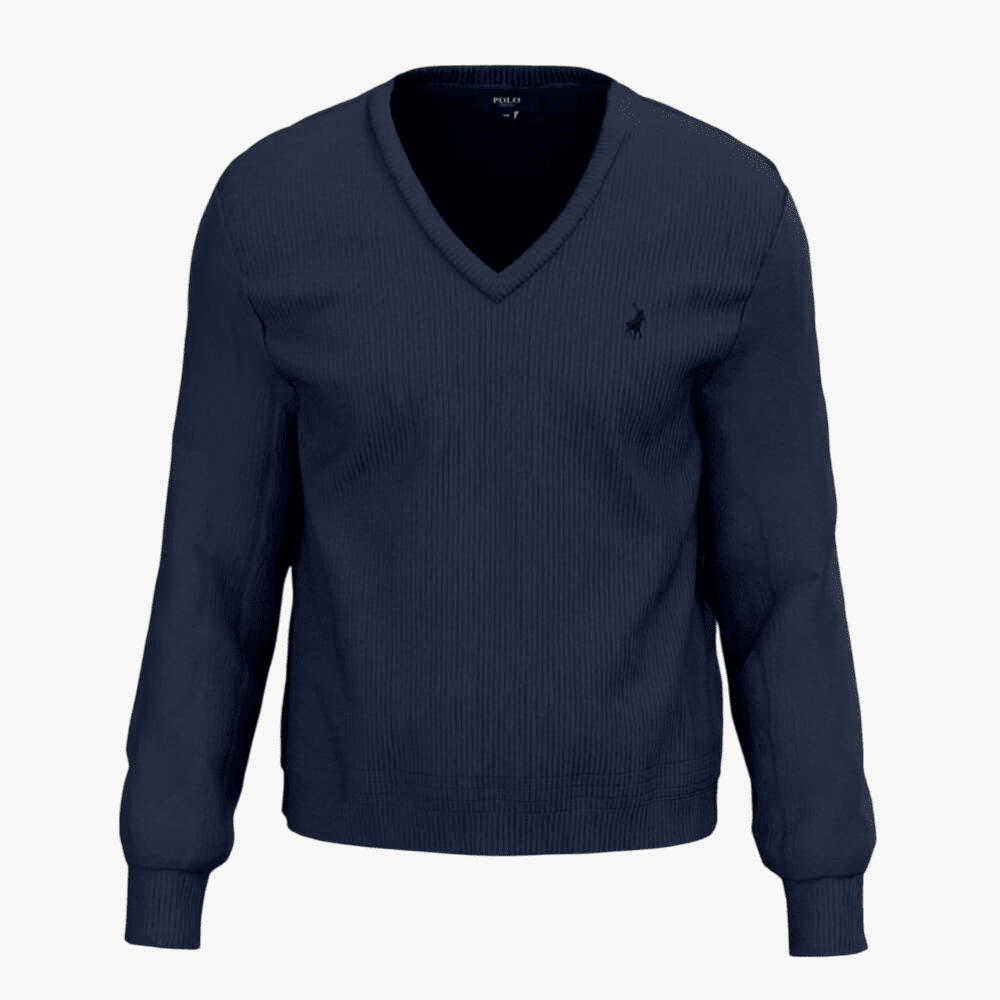 Polo Mens Essential Cotton V Neck Sweater Navy | Polo