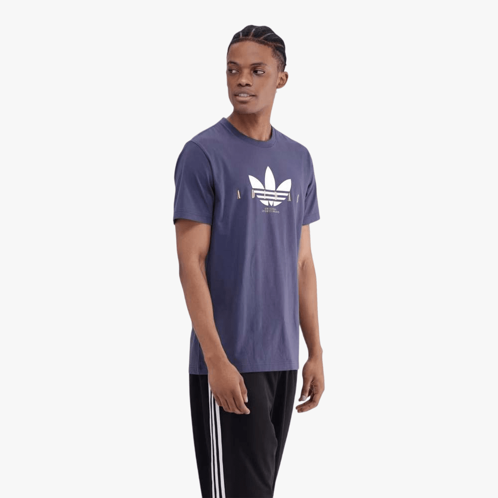 Adidas Mens Trefoil Script Short Sleeve Tee Shadow | Adidas