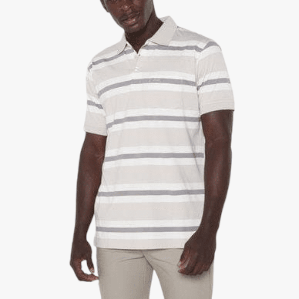 Jeep Mens Yarn Dye Short Sleeve Golfer Sago White | Jeep