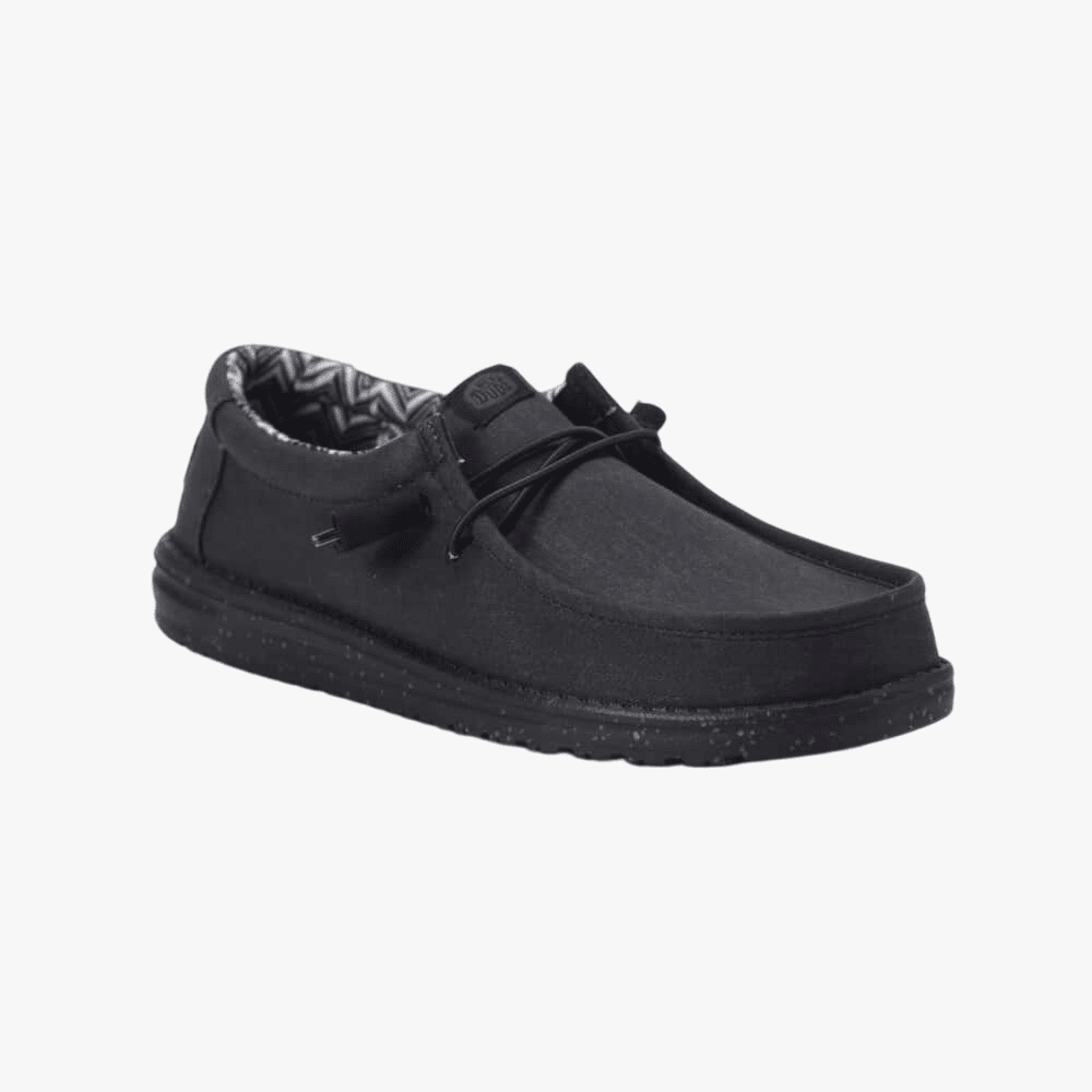 Hey Dude Mens Wally Stretch Canvas Black Black | Hey Dude