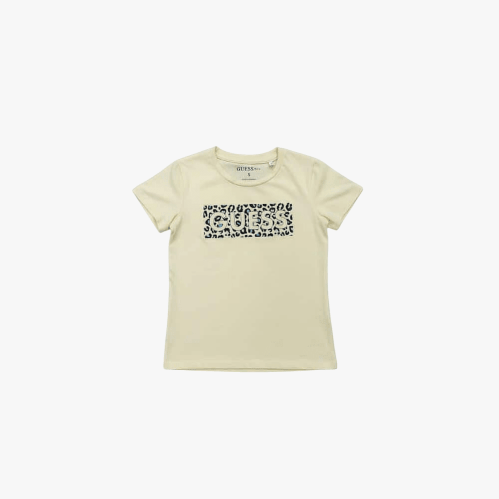 Guess Girls Leopard Short Sleeve Tee Yellow | Guess