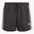 Adidas Boys 3S Shorts in black with white three-stripes and an elastic drawstring waist for athletic wear.