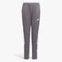 Adidas Boys Track Pants in team grey, featuring the iconic three white stripes down the sides and a white Adidas logo.