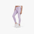 Violet purple Adidas Ladies Three Stripe Tight Leggings on a model, featuring classic white stripes down the sides.