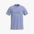 Adidas Mens Tech Short Sleeve Tee in light blue, featuring a crew neck and a prominent geometric Adidas logo on the chest.
