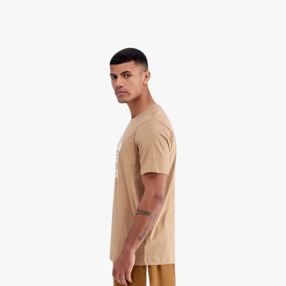 Cardboard Adidas Mens Tref Short Sleeve Tee on a male model, featuring a white Trefoil logo and visible arm tattoo.