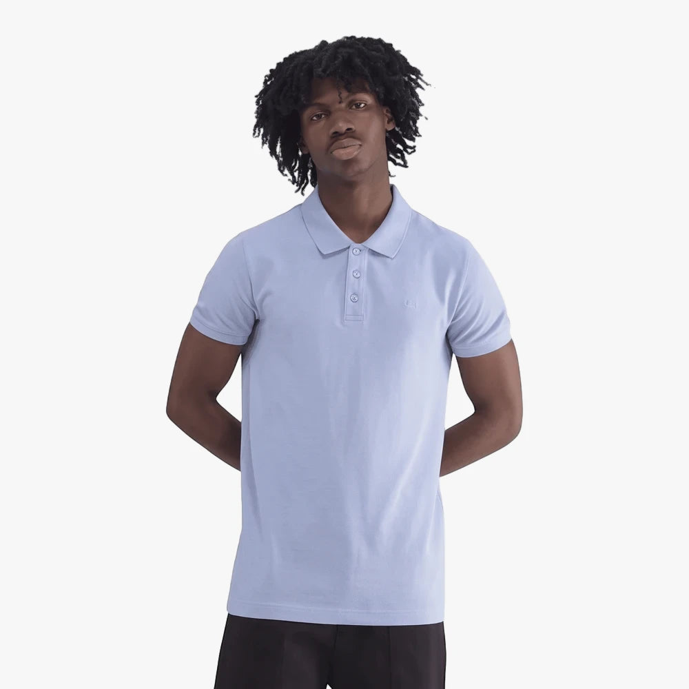 A male model wears a light ash blue Adidas Men&