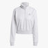 Adidas Womens Cb 1/4 Zip Track Jacket in grey melange fabric, featuring a cropped design and a stand-up quarter-zip collar.