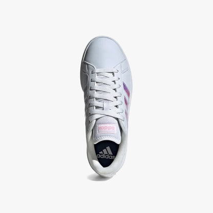 Overhead view of a white Adidas Women&