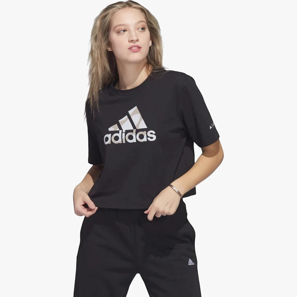 adidas Womens Icon Crop Tee Black | adidas