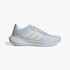 Adidas Womens Runfalcon 3.0 Sneaker in light blue with off-white stripes, featuring a mesh upper and thick sole.