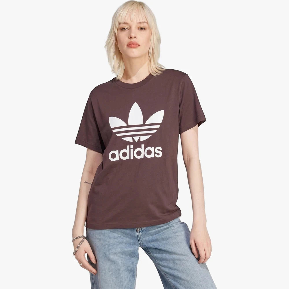 Adidas Womens Trefoil Short Sleeve Tee Brown | adidas