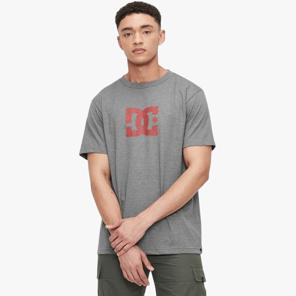 Dc Mens Blue Print Sleeve Tee Grey Heather | DC