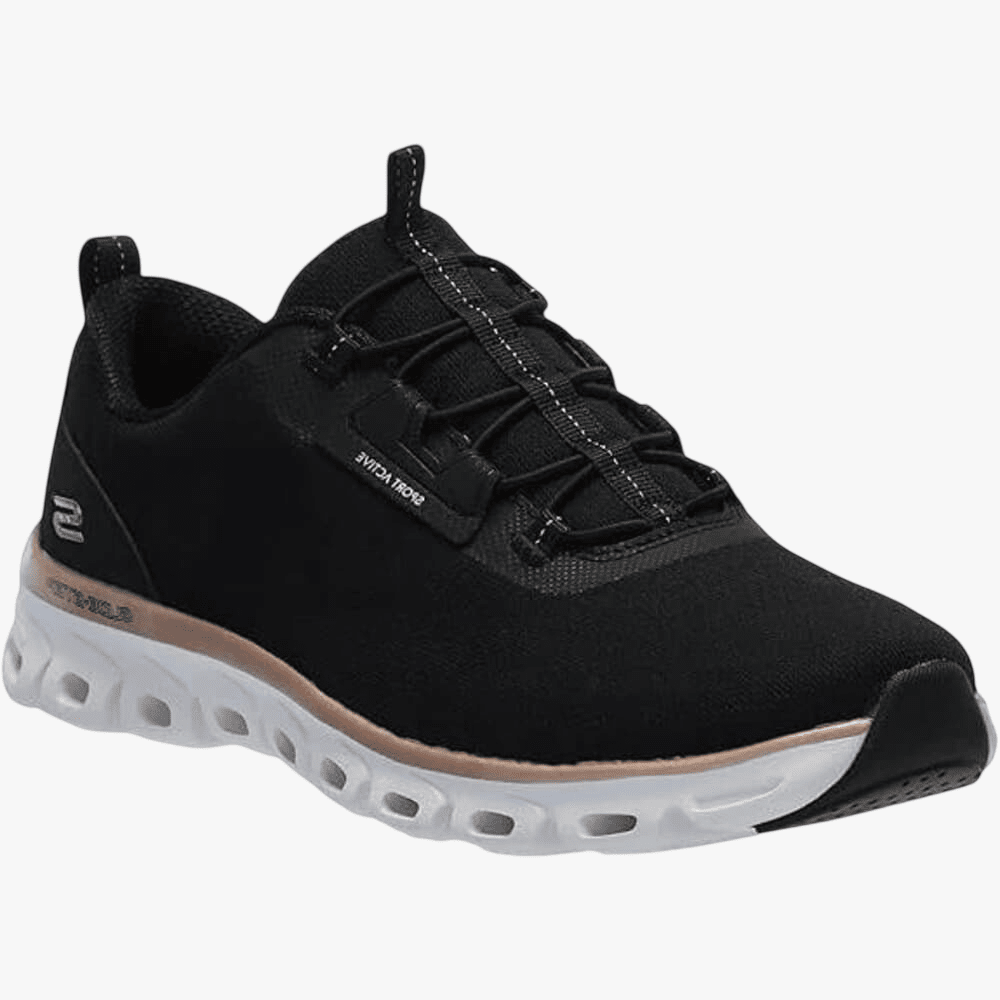 Skechers Womens Glide Step Sneaker Black Rose | Skechers