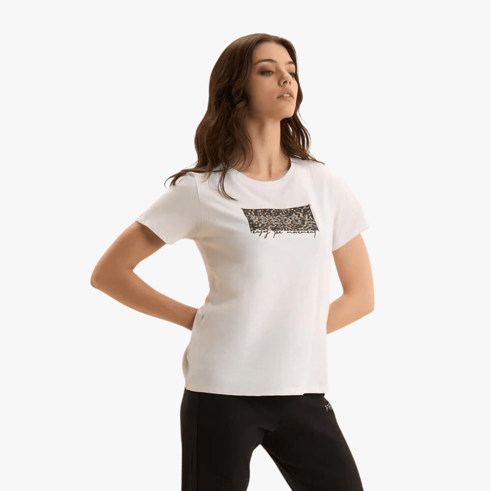 Freddy Womens Leopard Stud Tee White | Freddy