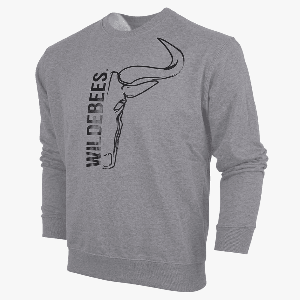 Wildebees Mens Split Logo Printerd Crew Sweater Grey Melange | Wildebees